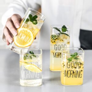 Square Alphabet Glass Cups Ice Coffee Glass Cup